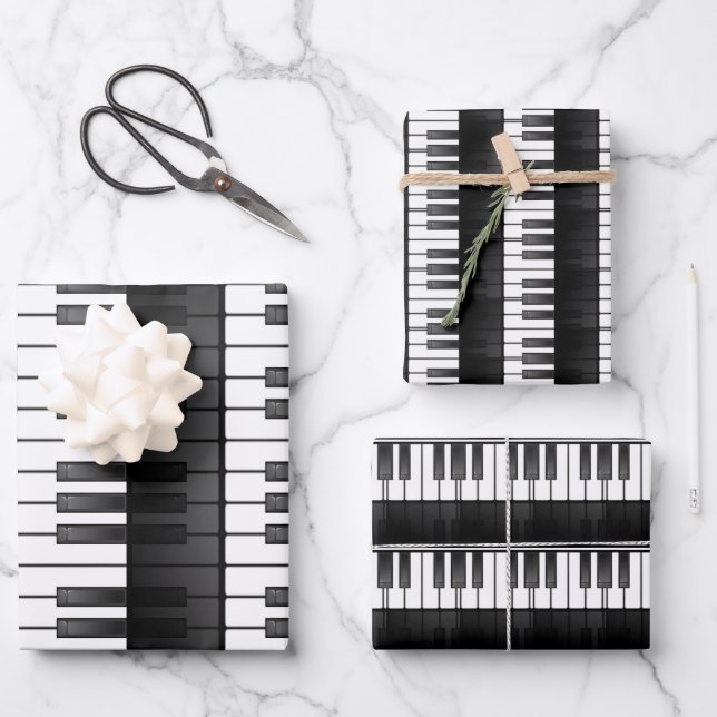 Piano Keyboard Wrapping Paper Flat Sheet Set (Front)