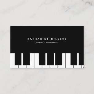 Piano Keyboards Minimalist Black Business Card