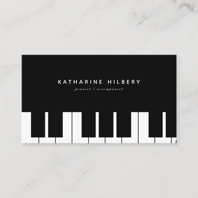 Piano Keyboards Minimalist Black Business Card (Front)