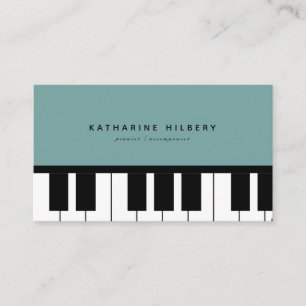 Piano Keyboards Minimalist Blue Business Card