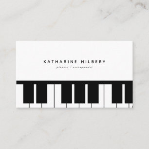 Piano Keyboards Minimalist White Business Card