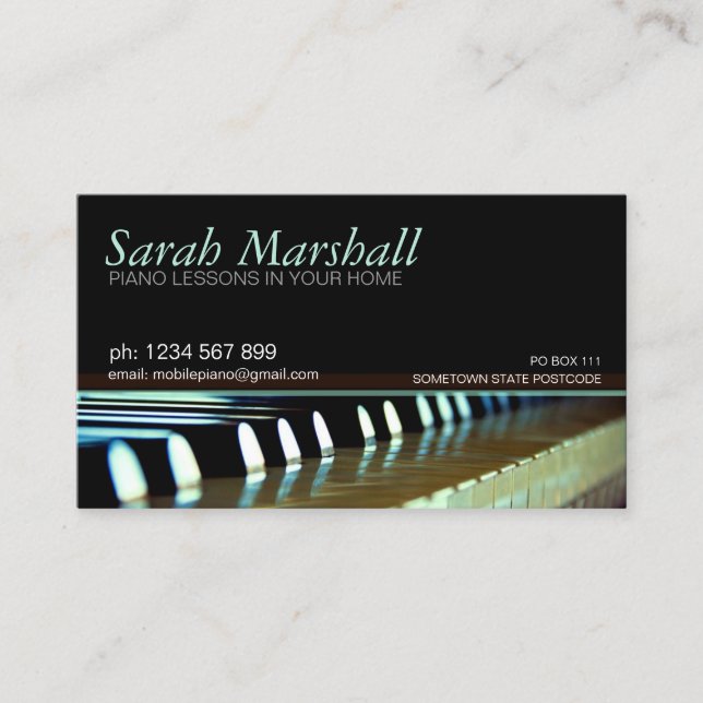 Piano Keyboards Music Teacher Business card (Front)