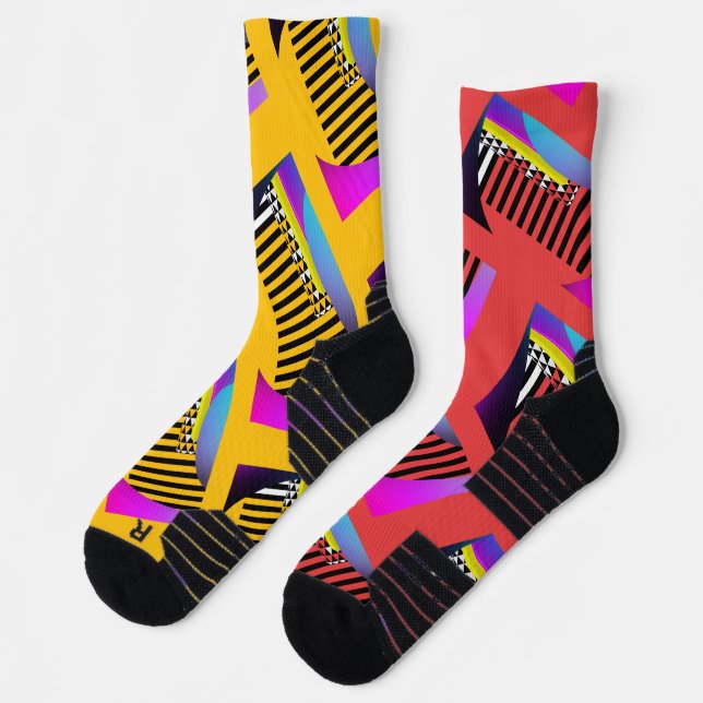 Piano Keys Alternate Red Yellow Fun  Socks (Left)