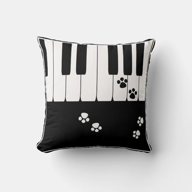 Piano keys and cat feet paws cushion (Front)