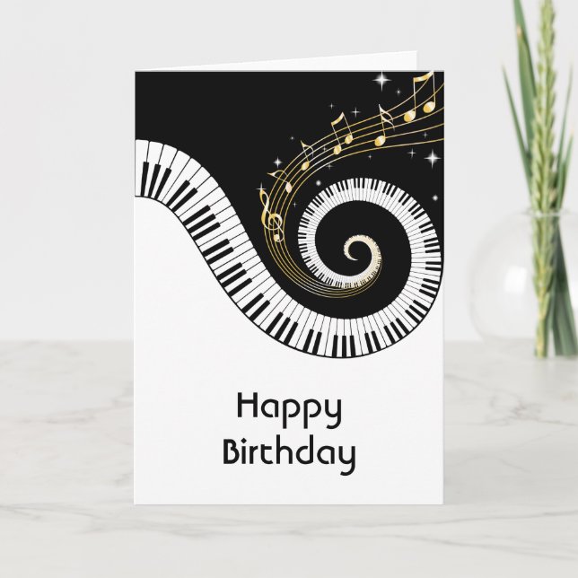 Piano Keys and Gold Music Notes Birthday (Front)