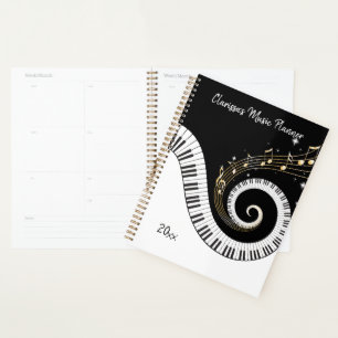 Piano Keys and Gold Music Notes Planner