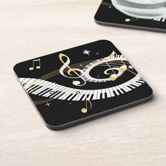 Piano Keys and Golden Music Notes Coaster (Left Side)
