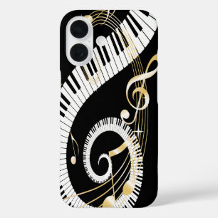Piano Keys and Golden Music Notes iphone5 iPhone 16 Case