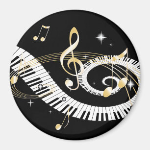 Piano Keys and Golden Music Notes Magnet