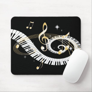 Piano Keys and Golden Music Notes Mouse Mat