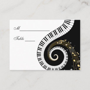 Piano Keys and Golden Music Notes Place Setting Place Card