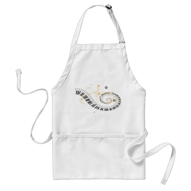 Piano Keys and Golden Music Notes Standard Apron (Front)
