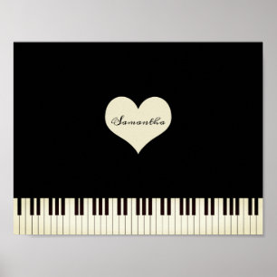 Piano keys and Heart Personalised Poster