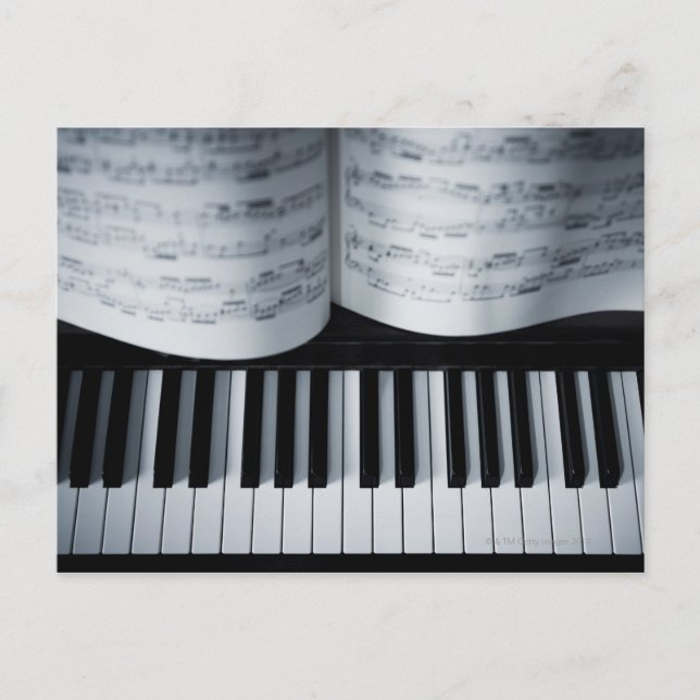 Piano Keys and Music Book Postcard (Front)