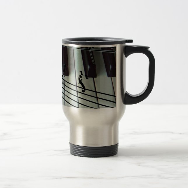 Piano Keys and Music Notes Travel Mug (Right)
