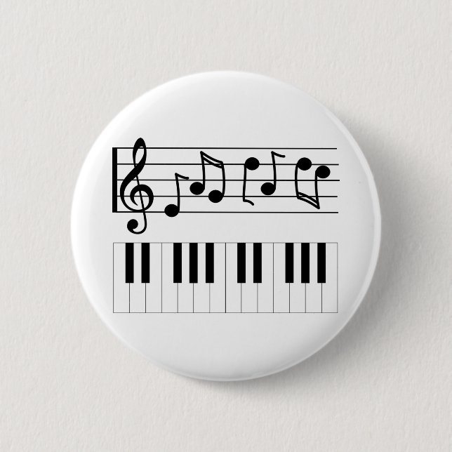 Piano Keys and Musical Notes 6 Cm Round Badge (Front)