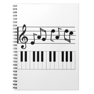 Piano Keys and Musical Notes Notebook