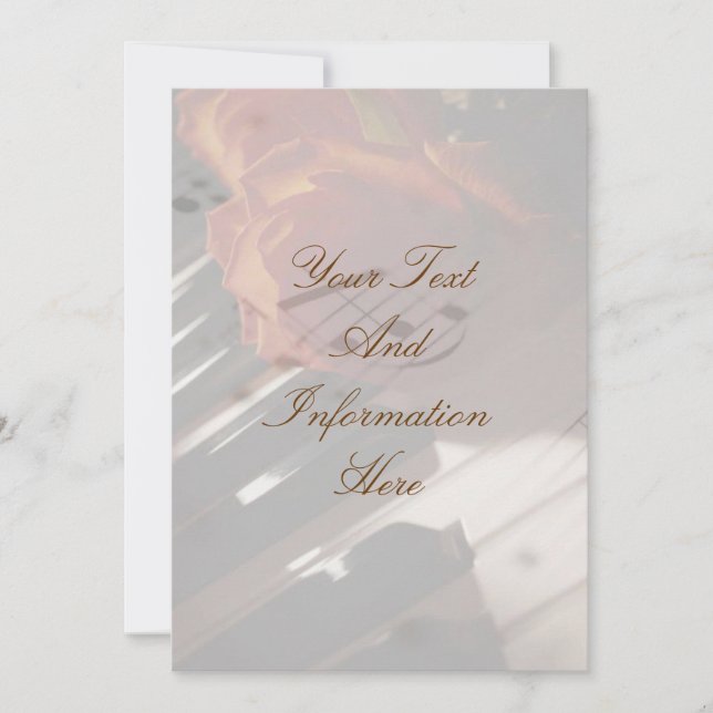 Piano Keys and Rose Invitation (Front)