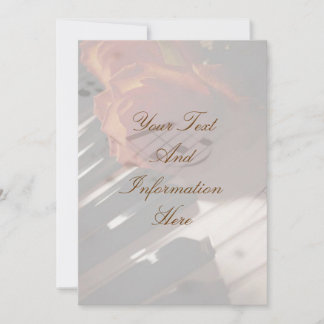 Piano Keys and Rose Invitation