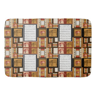 piano keys antique piano chair bench sheet music bath mat