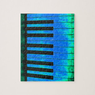 Piano Keys Black and Blue Beautiful and ARTISTIC Jigsaw Puzzle