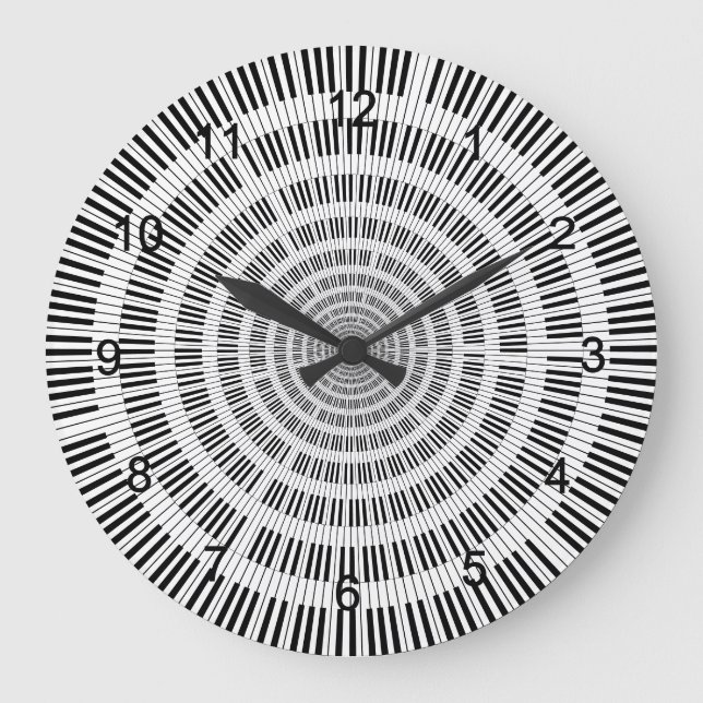 Piano Keys Black and White Large Clock (Front)