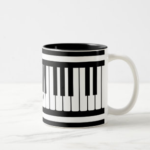 Piano Keys Black And White Pattern Two-Tone Coffee Mug