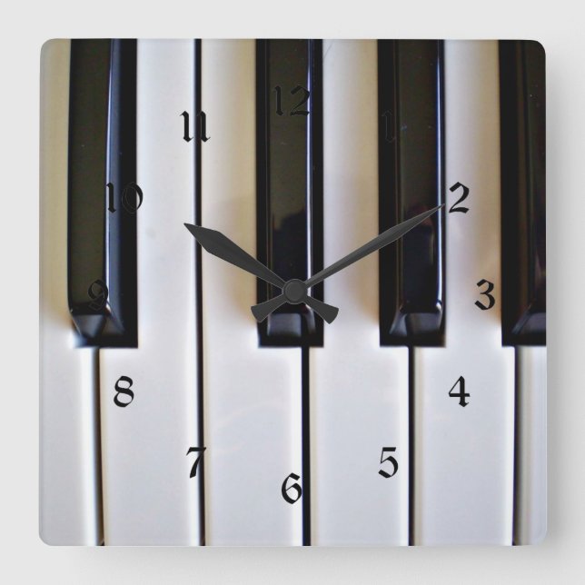 Piano Keys - Black and White Square Wall Clock (Front)