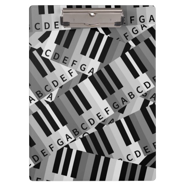 Piano Keys Black and WhitePpattern Clipboard (Front)