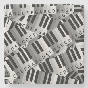 Piano Keys Black and WhitePpattern Stone Coaster
