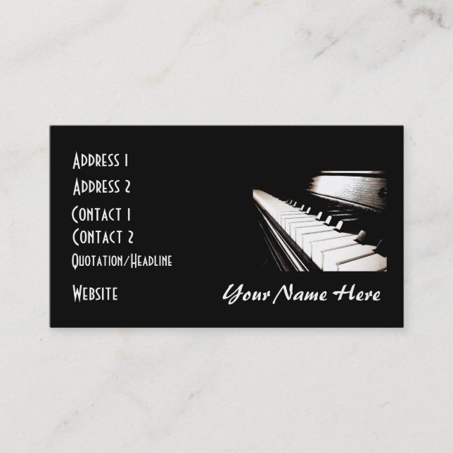 Piano Keys Black & White Business Card (Front)