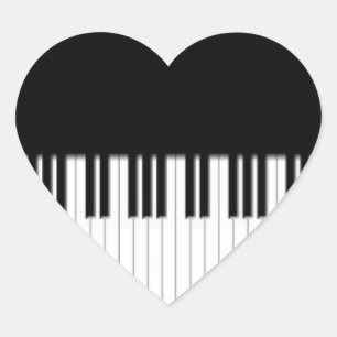 Piano Keys black & white Heart Sticker