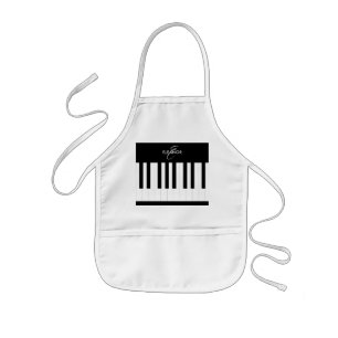Piano Keys Black White Music Themed Monogrammed Kids Apron