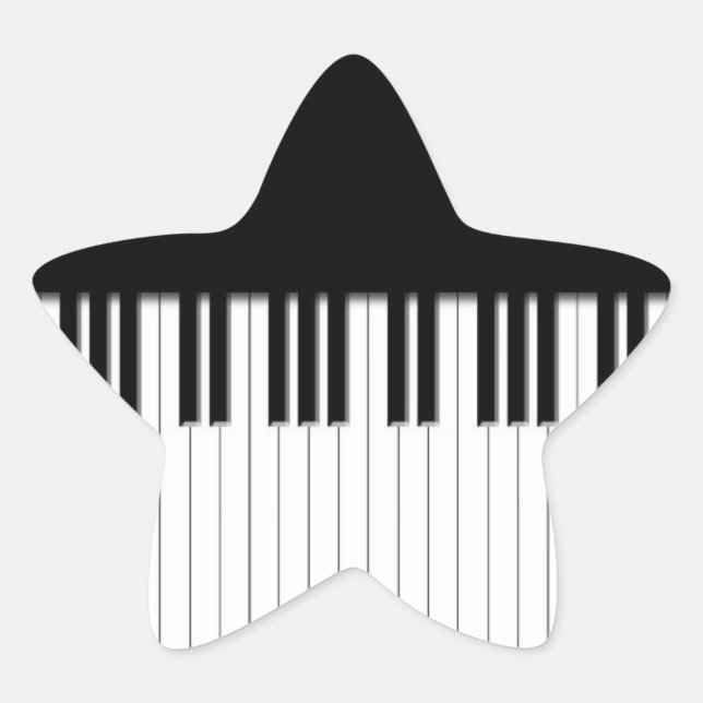 Piano Keys black & white Star Sticker (Front)