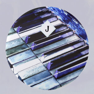 Piano Keys Blue Modern Music Lover Personalised 7.5 Cm Round Badge
