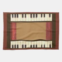piano keys border kitchen towel