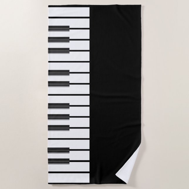 Piano keys chords world music formal chic black beach towel (Front)