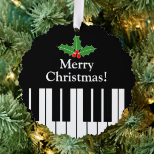 Piano keys Christmas card tree ornament