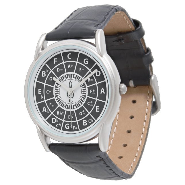 Piano Keys Circle of Fifths Trebele clef Watch (Angled)