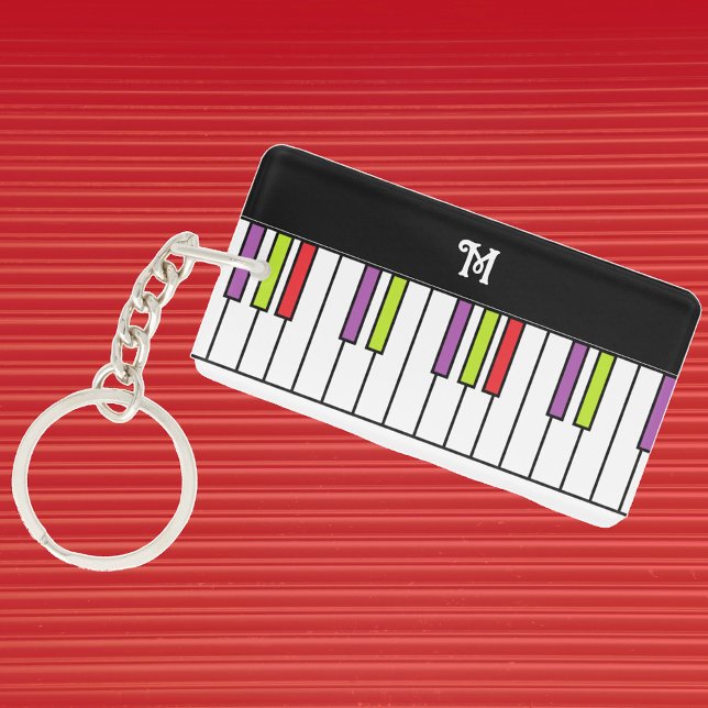 Piano Keys Colourful Music Bright Custom Monogram Key Ring (Creator Uploaded)