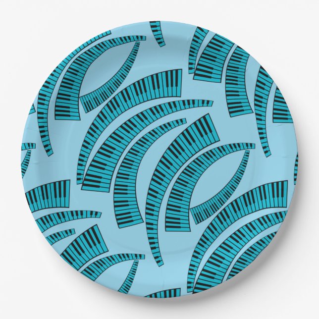 Piano Keys Curved  Paper Plate (Front)