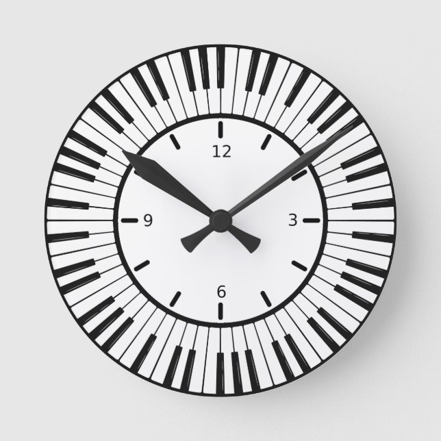 Piano Keys Design Round Clock (Front)