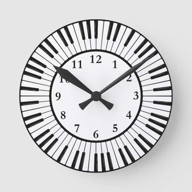 Piano Keys Design Round Clock (Front)
