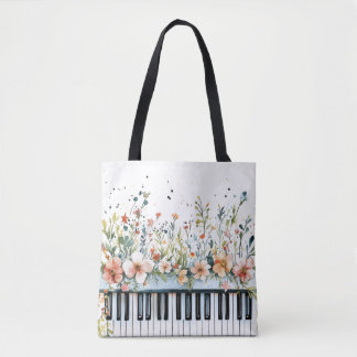 Piano Keys Floral Bouquet 2 Tote Bag