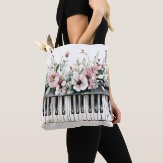 Piano Keys Floral Bouquet 3 Tote Bag