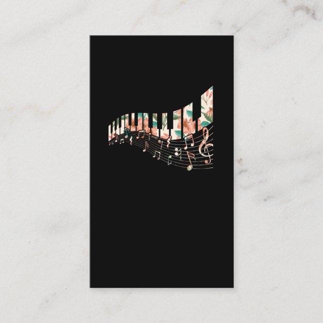 Piano Keys Flower Keyboard Player Music Teacher Business Card (Front)