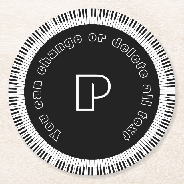 Piano Keys Funny Black and White Round Paper Coaster (Front)