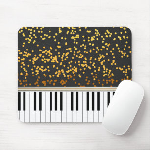 Piano Keys Gold Polka Dots Pattern Mouse Mat
