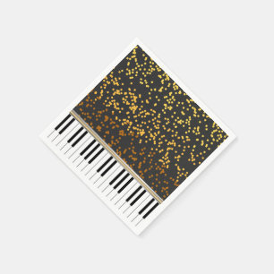 Piano Keys Gold Polka Dots Pattern Napkin