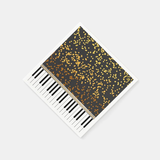 Piano Keys Gold Polka Dots Pattern Napkin (Corner)